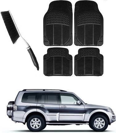 Rubber Floor Car Mats for Pajero Mitsubishi Set of 5 Mats With Mat Cleaning Brush