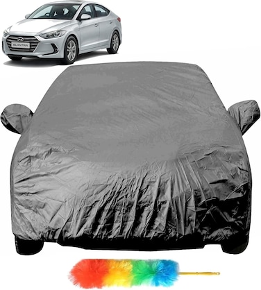 Car Body Cover with Mirror Pockets Compatible for Hyundai Elantra (All Models) (Triple Stitched, Bottom Fully Elastic, Checks Design)