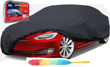 Car Cover for All Weather Waterproof Dustproof UV Protection Full Covers PVC &amp; Cotton Fabric Tight Taffeta smooth (SEDAN, XL, 210''X 70''X 48'') With Duster