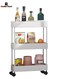 3-Tier Plastic Storage Organizer Rolling Cart with Slim Shelves in White