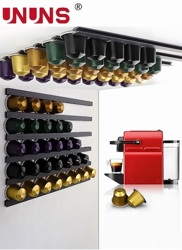 Wall-mounted Coffee Pod Holder,6-Pack Coffee Pod Counter Storage Strips For Nespresso Vertuo Capsules,Self-adhesive DIY Coffee Pod Holder