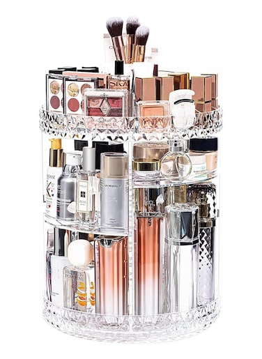 Makeup Organiser, 360&deg; Rotating Crystal Beauty Organiser for Jewelry Cosmetic Perfumes, Storage, Vanity Table, Bedroom and Bathroom