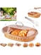 TAME Woven Bread Basket Wicker Bread Basket for Serving, Imitation Rattan Bread Basket with Acrylic Lid, Woven Tabletop Food Serving Basket, Fruit Basket for Kitchen Restaurant (Oval)