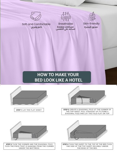 Flat Bedsheet 160x220cm Plush Light Purple Breathable Machine Washbale Bedsheet Extra Soft Easy Fit Highly Breathable Bedding &amp; Linen Cover