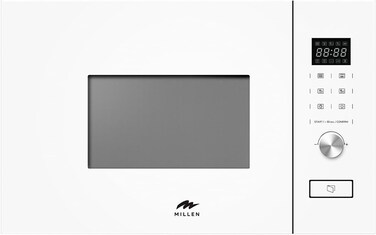 MILLEN Microwave Oven, 20L, 3 Y Warranty, Glass Finish, Touchscreen &amp; Knob Controls, 800W Microwave Power, 1000W Grill Power, 8 Automatic Programs, MBW 381 WH