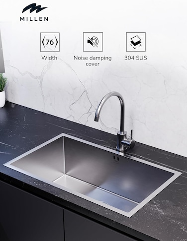 Premium Handmade Undermount Single Bowl Sink - SUS 304 Stainless Steel, Soundproof, Satin Finish