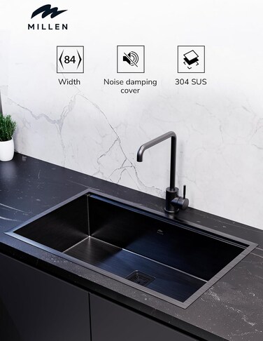 Premium Handmade Undermount Single Bowl Sink With Accessories - SUS 304 Stainless Steel, Soundproof, Gunmetal Satin Finish