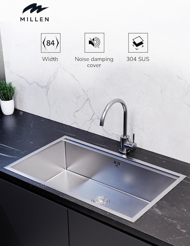 Premium Handmade Undermount Single Bowl Sink With Accessories - SUS 304 Stainless Steel, Soundproof, Satin Finish