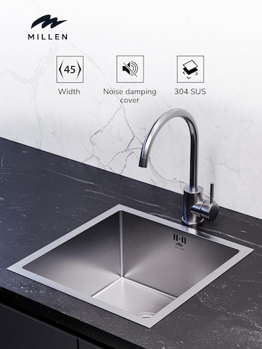 Premium Handmade Undermount Single Bowl Sink - 304 Stainless Steel, Soundproof, Satin Finish