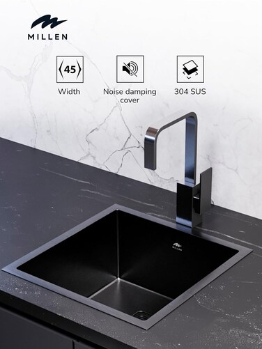 Premium Handmade Undermount Single Bowl Sink - 304 Stainless Steel, Soundproof, Gun metal Finish
