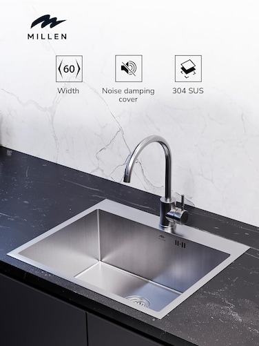 Premium Handmade Topmount Single Bowl Sink  - SUS 304 Stainless Steel, Soundproof, Satin Finish