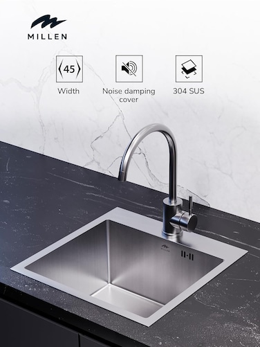 Premium Handmade Topmount Single Bowl Sink  - SUS 304 Stainless Steel, Soundproof, Satin Finish