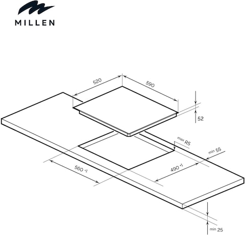 MILLEN 60cm Built-in Ceramic Hob with Booster &amp; Italian Glass - MEH 603 BL