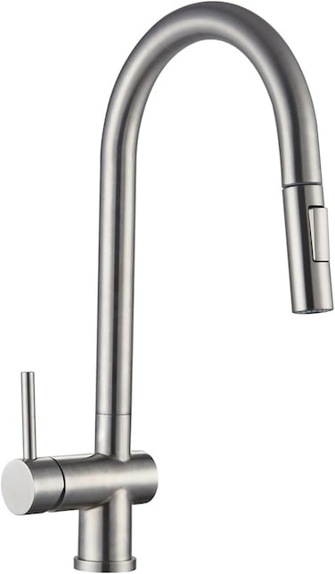 MILLEN Single Lever Kitchen Faucet Mixer with 360&deg; Swivel, Pull-down Hand Spray, Brushed Stainless Steel  - MMF202BR, 1Y Warranty