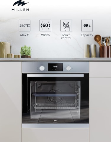 MILLEN 60cm Built In Gas Oven, 69L - 3Y Warranty, Double German SCHOTT glass, MGO 602 IX