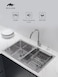 Premium Undermount Top Mount Double Bowl Sink with Faucet and Soap Dispanser &ndash; 304 Stainless Steel, Soundproof, Satin Finish - MS7544 SET, 3Y Warranty
