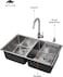 Premium Undermount Top Mount Double Bowl Sink with Faucet and Soap Dispanser &ndash; 304 Stainless Steel, Soundproof, Satin Finish - MS7544 SET, 3Y Warranty