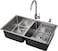 Premium Undermount Top Mount Double Bowl Sink with Faucet and Soap Dispanser &ndash; 304 Stainless Steel, Soundproof, Satin Finish - MS7544 SET, 3Y Warranty