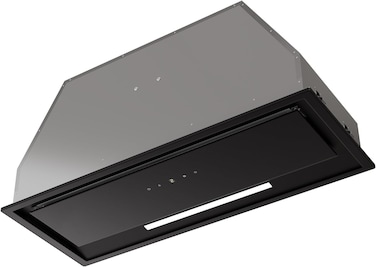 MILLEN 70cm Fully Integrated Built-In Range Hood - Touch &amp; Remote Control, LED Display, Timer, Matte Black &amp; Glass Finish - 3Y Warranty, HYPER M 900 GS BL