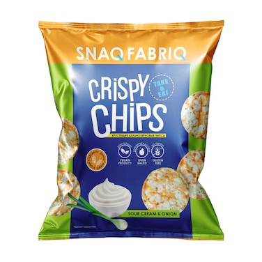 Snaq Fabriq Vegan Whole Grain Crispy Chips with Sour Cream and Onion, Gluten Free 50g