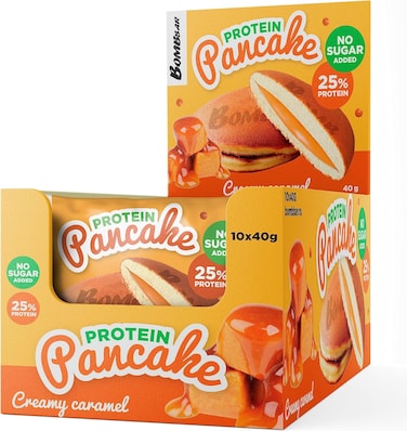 Bombbar Unglazed Protein Pancake &ndash; Creamy Caramel Filling &ndash; High Protein, No Added Sugar, No Palm Oil &ndash; Pack of 10 (40g each)