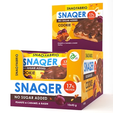 Snaq Fabriq Snaqer Protein Cookie with Peanuts, Caramel and Raisin No Sugar Added 10x45g