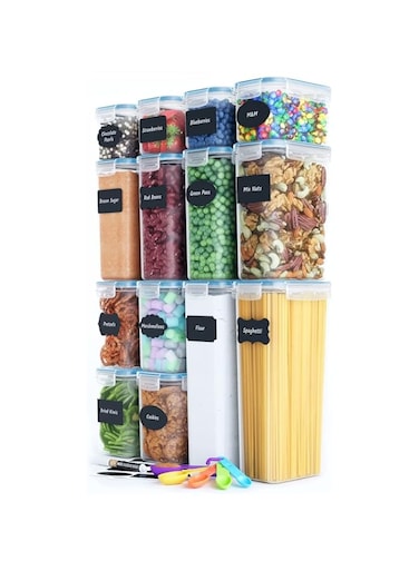 TYCOM Meal Prep Container, Airtight Food Storage Container, Re-usable Plastic Food Containers, Stackable Kitchen Organizer Boxes, Tupperware, BPA Free &amp; Microwave Freezer Dishwasher Safe-14p Blue