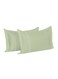 LIVING 100% Cotton Set of 2 Pillow Covers : 50x75 cms - 250 TC Serentiy Solids - Tea Green