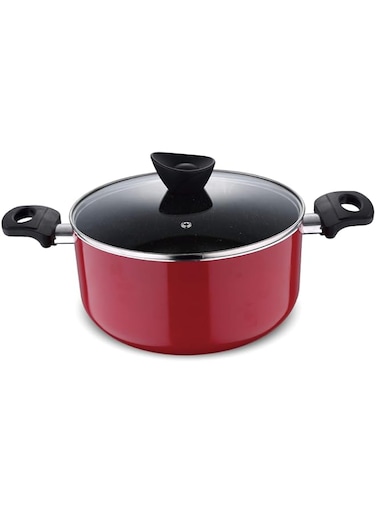 Bergner Bellini Aluminum Casserole With Lid 26Cm, Bg31434Rd, Red