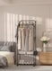 Utility Rolling Cart With Shoe Rack Coat Rack Floor Storage Rack Household Dormitory Multifunctional Coat Rack,Black