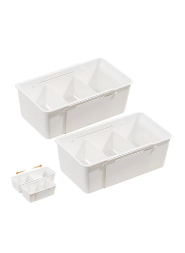 2Pcs Adjustable Expandable Storage Box Large Plastic Organizer And Storage Bins Drawer Divider Suitable For Kitchen Utensils Refrigerator Cabinets Wardrobes Bathroom Office