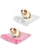 Avont 2 PCs Guinea Pig Bed Mat with Pillow, Small Animal Bed Washable Warm Soft Sleep Pad for Bunny Ferrets Chinchilla Rat and Bearded Dragon -Pink &amp; Grey(L)