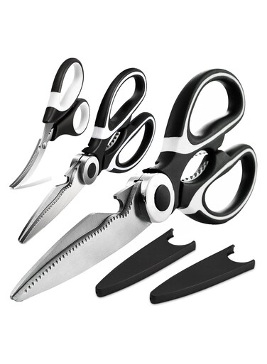 Scissors All Purpose 3 Pack - kitchen gadgets utensils - Heavy Duty Stainless Steel Cooking Shears for Cutting Meat, Food, Fish, Poultry Multipurpose Sharp Sissors for Dishwasher Safe