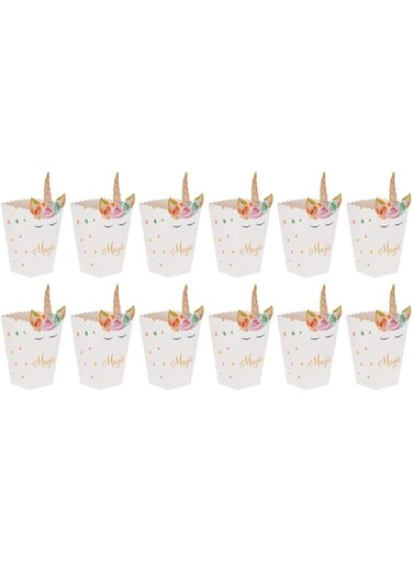 Unicorn Popcorn Boxes, Multicolor, QW34E, Pack of 12