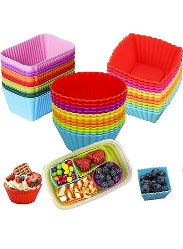 Silicone Baking Cups, 36 Pcs Silicone Cupcake Liners, Baking Cups Cupcake Muffin Baking Cups, Chocolate cup Mold for Bakeware Baking Pan &amp; Cupcake Pan, Muffin Cupcake Molds (Multicolored)