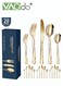 20PCS Stainless Steel Cutlery Set, Butterfly Silverware Set Service for 4, Flatware Personal Set with Steak Knives, Dishwasher Safe Mirror Polished Tableware Cutlery Set Gold