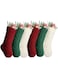 Kunyida Christmas Stockings,Pack 6 18 inches Large Size Cable Knit Burgundy and Ivory Green Xmas Stockings for Family Holiday Season Decor