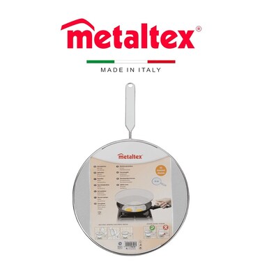 Metaltex Splatter Screen &ndash; 26cm Aluminium, Finely Perforated, with Wire Handle and Plastic Insert
