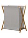 Jorunb Bamboo Laundry Hamper Sorter Cart, Portable and Collapsible Folding Clothes Laundry Basket Storage with Removable Liner Bag, X Frame, Bamboo Laundry Organizer Cabinet for Bathroom (Grey)