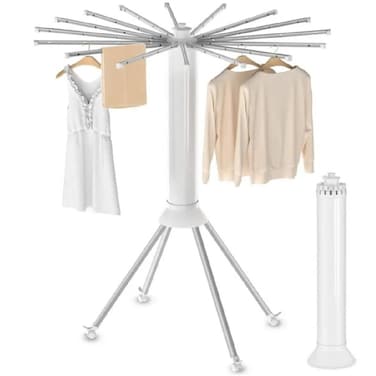 GENNEXT Tripod Clothes Drying Rack, Foldable and Space Saving, Collapsible Drying Rack, Efficient and Stylish Dry Wet Clothes Drying Rack with Windproof Hooks, for (Upgraded Version 01)