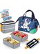 Lunch Box for Kids School, 4 in 1 Lunch Box Set with Insulated lunch Bag and Utensil Set,Leak-proof 2 Layer Large Capacity Lunch Box for Kids&amp;Adults（Grey)