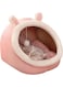 OYUNCU NUJOOM Cat Cave Bed with Hanging Toy,Semi-Enclosed Cat Bed with Large Space for Cats to Rest &amp; Sleep, Pet Bed with a Washable and Detachable Mat Cat/Dog/Rabbit/Puppy/Kitten (Pink)