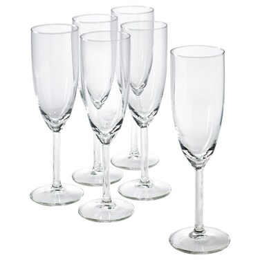 Champagne Flute, Tall Slender Clear Glass, 21 cl, 6-Pack