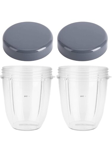 Dreld 2 Pack 18oz Cup with Flat Lid Replacement Parts Compatible with Nutribullet 600W 900W Blender Juicer (18oz)