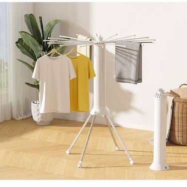GENNEXT Tripod Clothes Drying Rack, Garment Rack Portable and Foldable Space Saving Laundry Drying Rack - Clothing Floor Folding Balcony, Household Aluminum