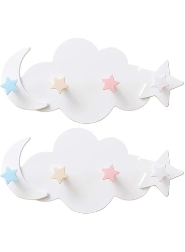 KASTWAVE 2pcs Star &amp; Moon Wall Hooks - Cute Coat Hanger &amp; Towel Rack for Entryway &amp; Bathroom - Stylish Sticky Hooks for Organizing