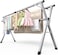 Clothes Drying Rack, 2.4M Adjustable Clothes Airer Laundry Drying Rack, Foldable Heavy Duty Stainless Steel Clothes Dryer Stand Horse with 20 Windproof Hooks &amp; 12 Clips for Outdoor Indoor Use