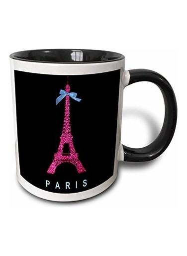 Paris Eiffel Tower Printed Mug Black/White/Pink