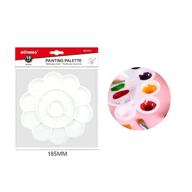 MOTARRO Flower Shaped Painting Palette (MP145-5) &ndash; 18-Grid Plastic Mixing Tray &Oslash;185mm &ndash; Durable Easy-Clean Palette for Watercolor, Acrylic, Oil &amp; Gouache &ndash; Artist Paint Tray