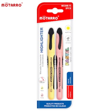 MOTARRO 2PCS Highlighter Set MC046-11 &ndash; Pink &amp; Yellow Manga Marker Pens for Note-Taking, Lettering, and School Stationery Supplies